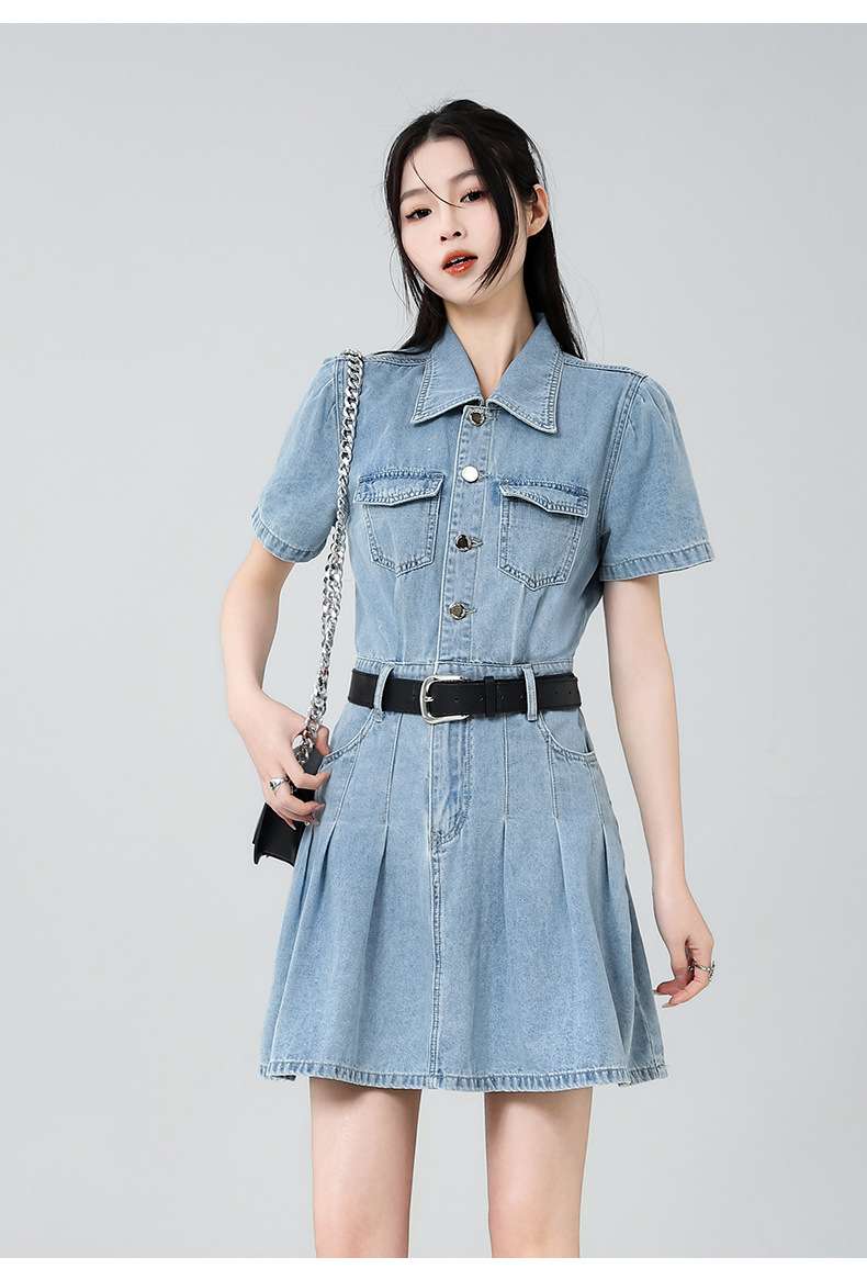 Casual Denim Short-Sleeve Dress image 2