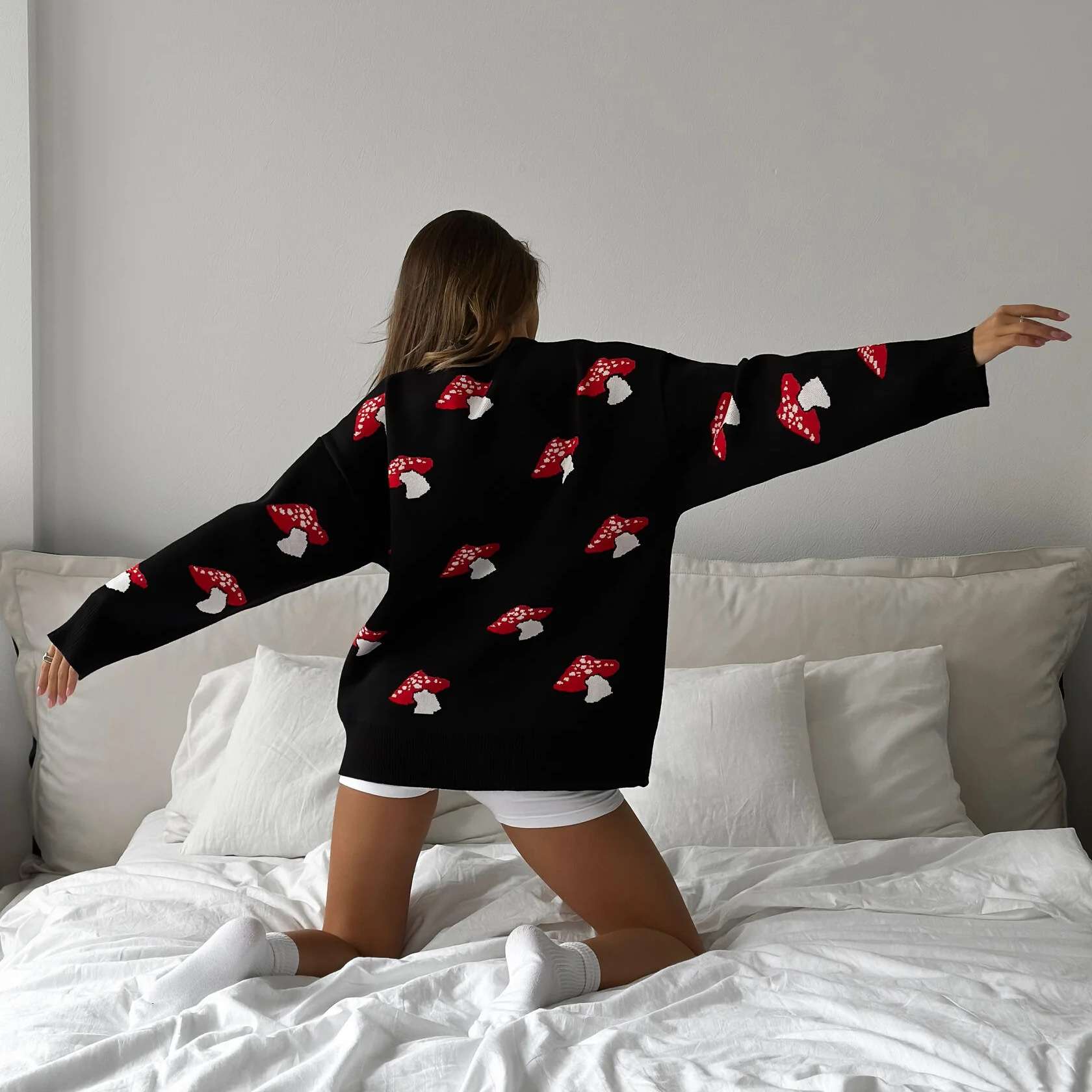 Knit Sweater with Mushroom Pattern image 2