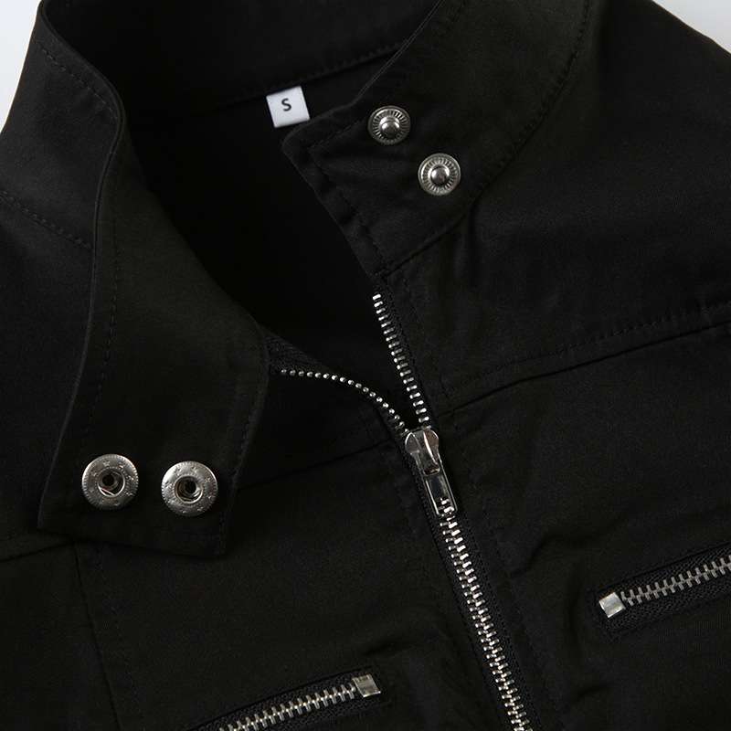Irregular Stand Collar Zipper Cropped Jacket image 4