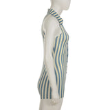 Striped Sleeveless Button-Front Romper image 3