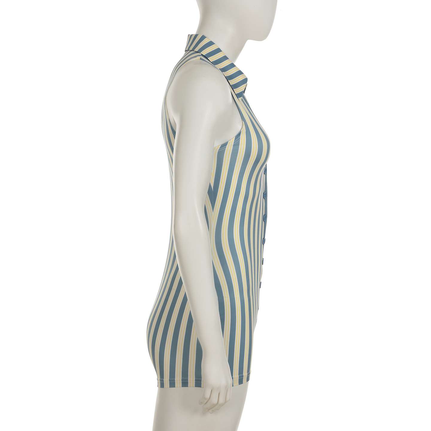 Striped Sleeveless Button-Front Romper image 3