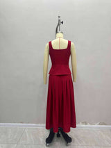 Pleated Maxi Skirt and Sleeveless Top Set image 3