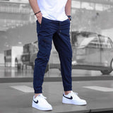 Slim-Fit Tech Joggers with Zip Pockets - L, Blue image