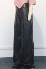 Fashion Faux-Leather Wide Leg Pants image 3