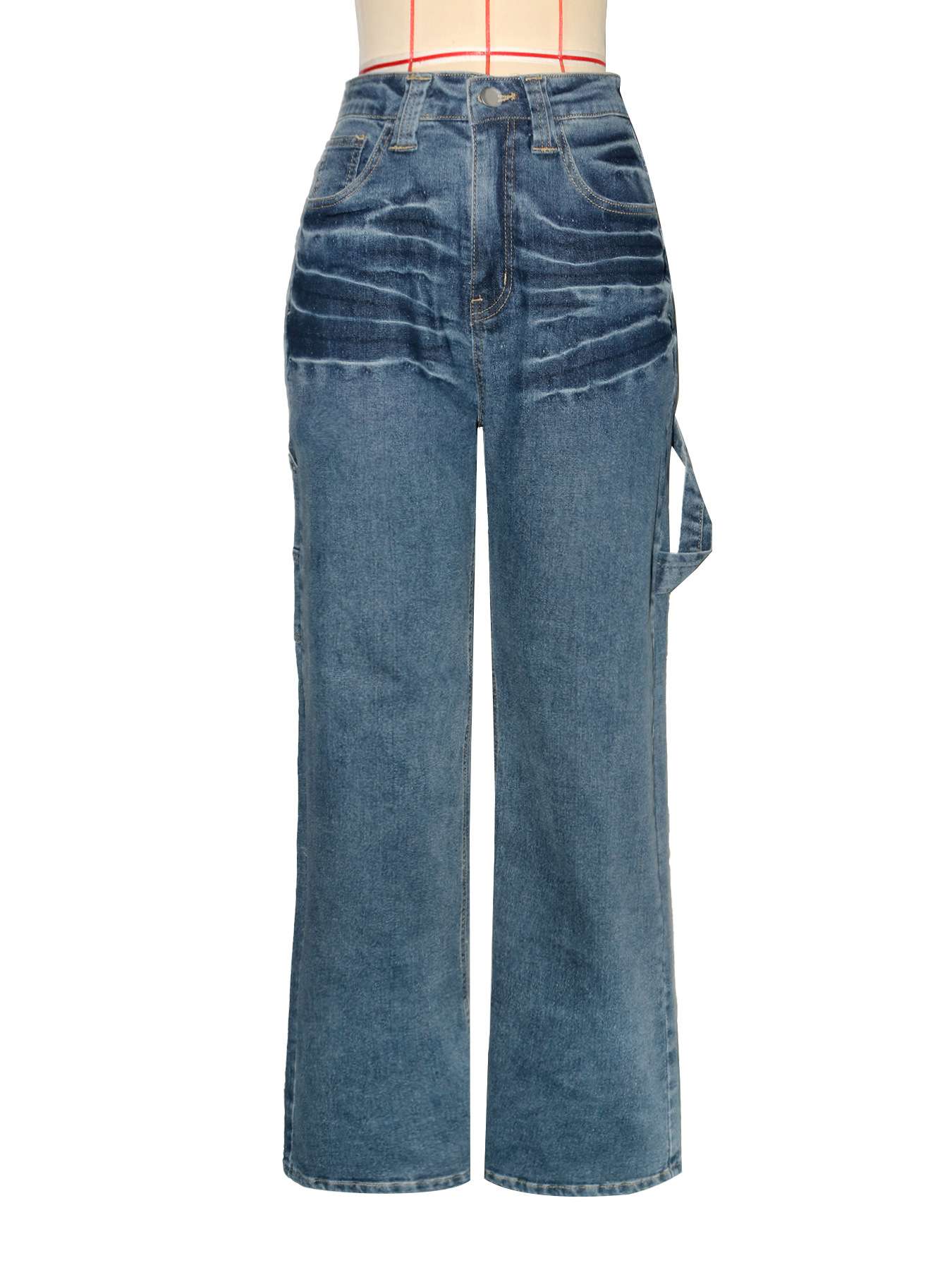 High-Waisted Wide-Leg Distressed Jeans image 1