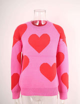 Cozy Pink Heart Pattern Sweater image 4