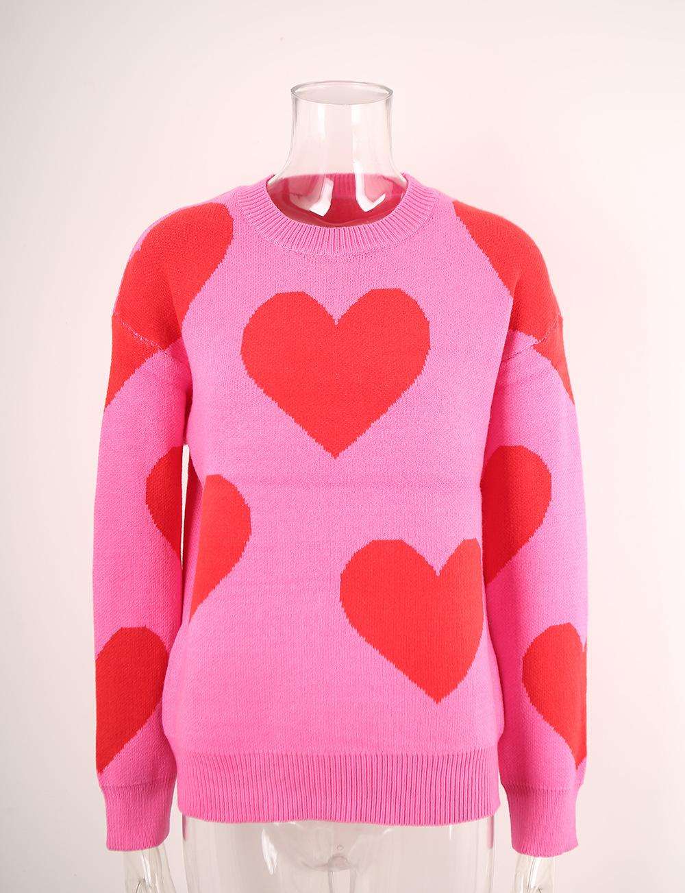 Cozy Pink Heart Pattern Sweater image 4