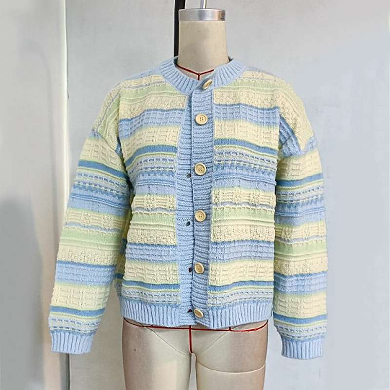 Versatile Striped Knit Cardigan Jacket image 5