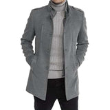 Stand Collar Long Sleeve Mens Trench Coat image 0