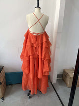 Ruffle Rose Halter Maxi Dress image 3