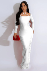 Elegent Lace See Through Long Sleeve Maxi Dresses image 2
