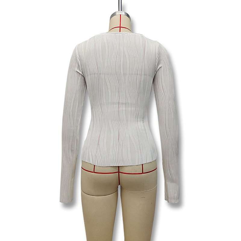 Long Sleeve Textured Crop Top image 4