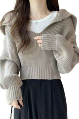 Cropped Knit Pullover Sweater image 0