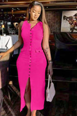 Button-Front Midi Dress image 0