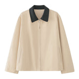 Classic Jacket with Black Collar - L, Light Beige image