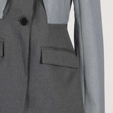 Colorblock Buckle Long Sleeve Blazers image 6