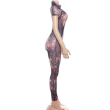 Print Mesh Bodycon  Jumpsuit image 6