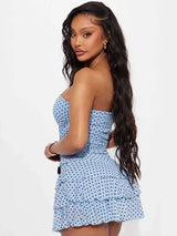 Strapless Polka Dot Ruffled Mini Dress image 4