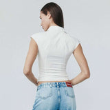 Sleeveless Twist-Front Blouse with Structured Details image 2