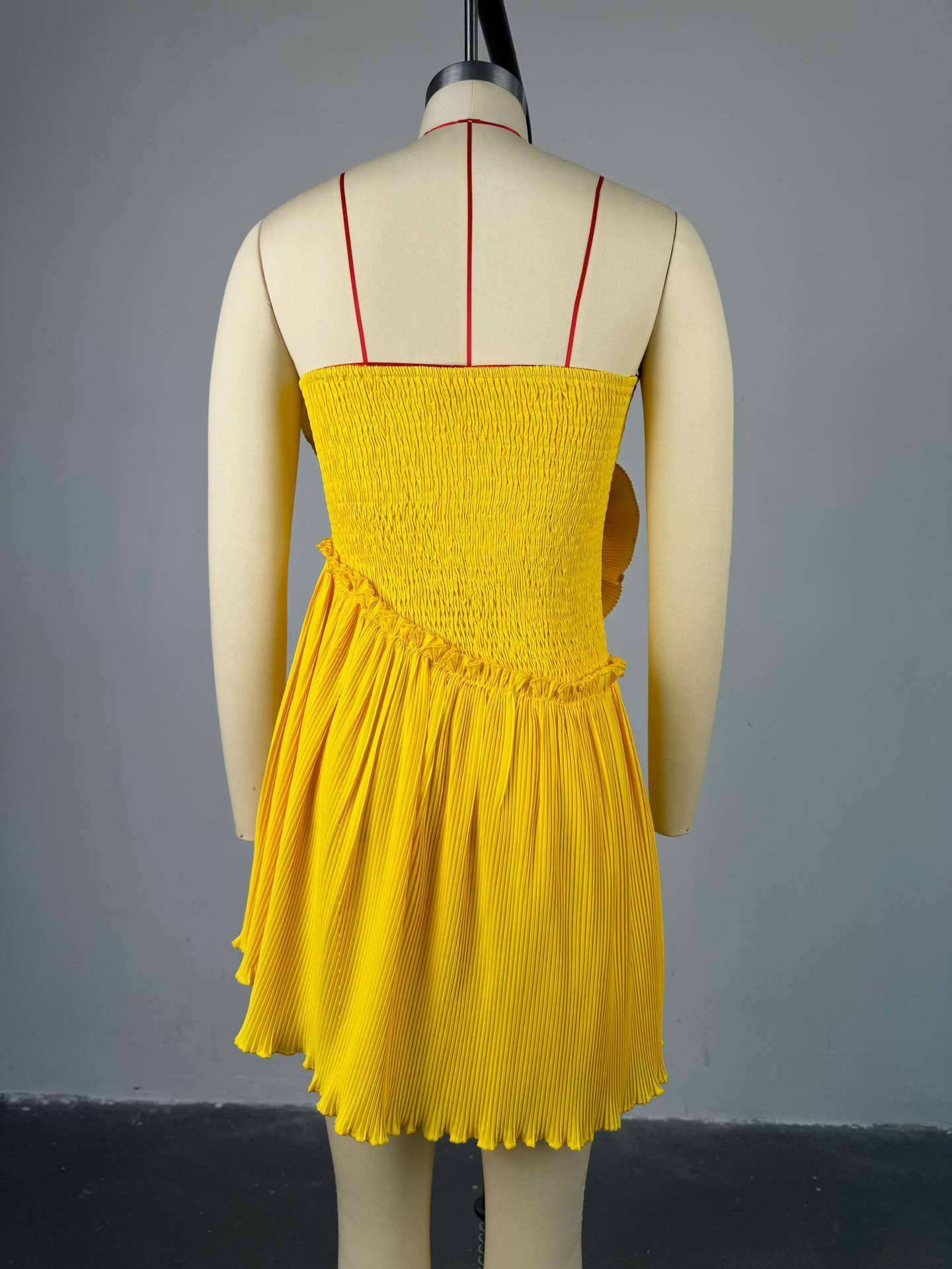 Strapless Mini Dress with Pleated Floral Appliqu? image 4