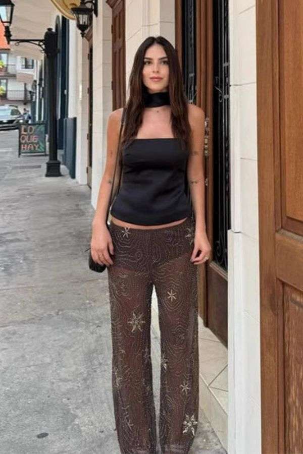 Patterned Wide-Leg Pants image 0