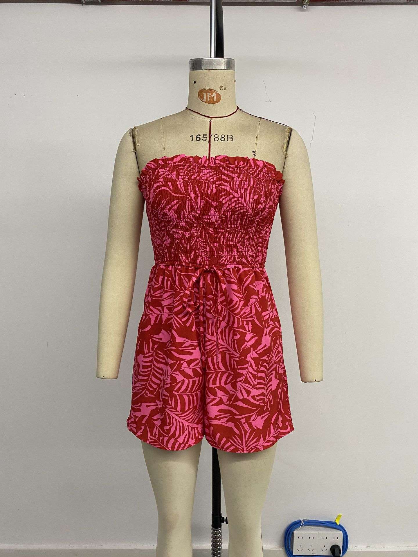 Strapless Tropical Print Romper image 3