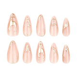 Golden Marble Stiletto Nails with Nude Base image 2