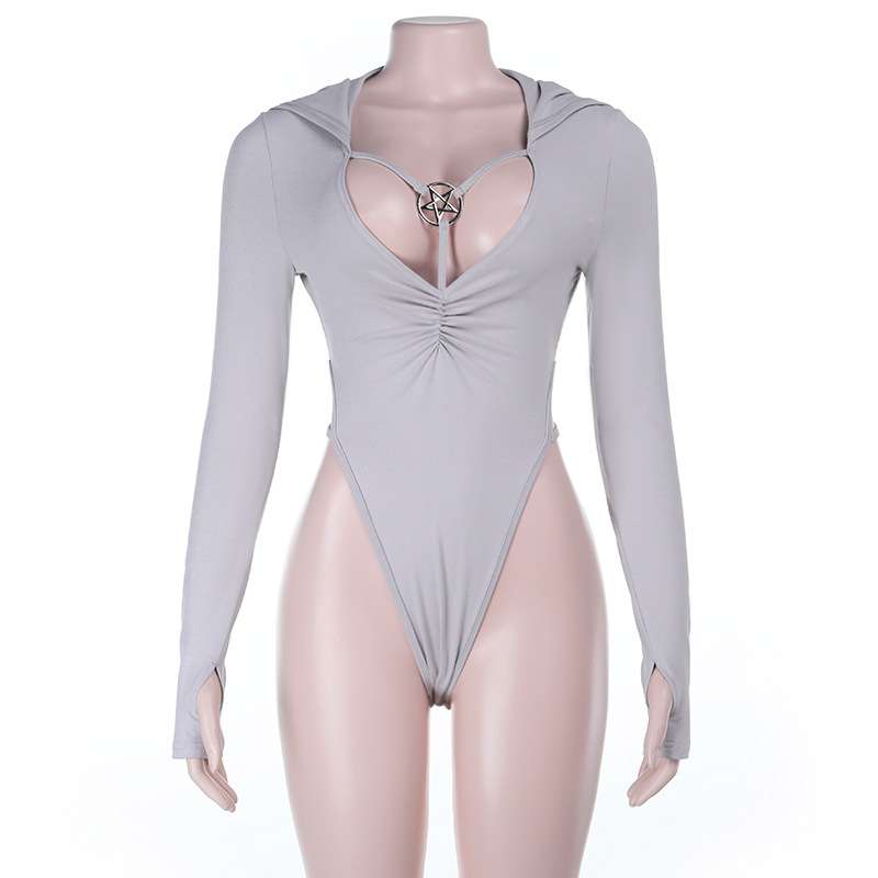 Chic Cut-Out Bodysuit with Hood image 5