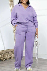 Polo Sweatshirt & Pants Set - L, Thistle Purple image