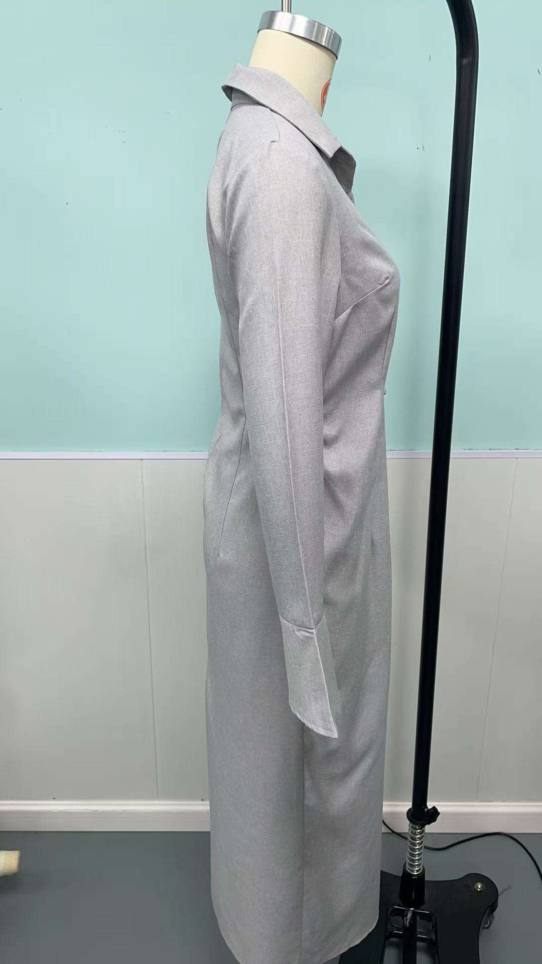 Long-Sleeve Button-Down Dress image 5