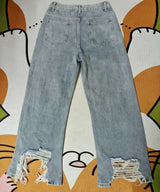 Distressed high-waisted wide-leg jeans image 4