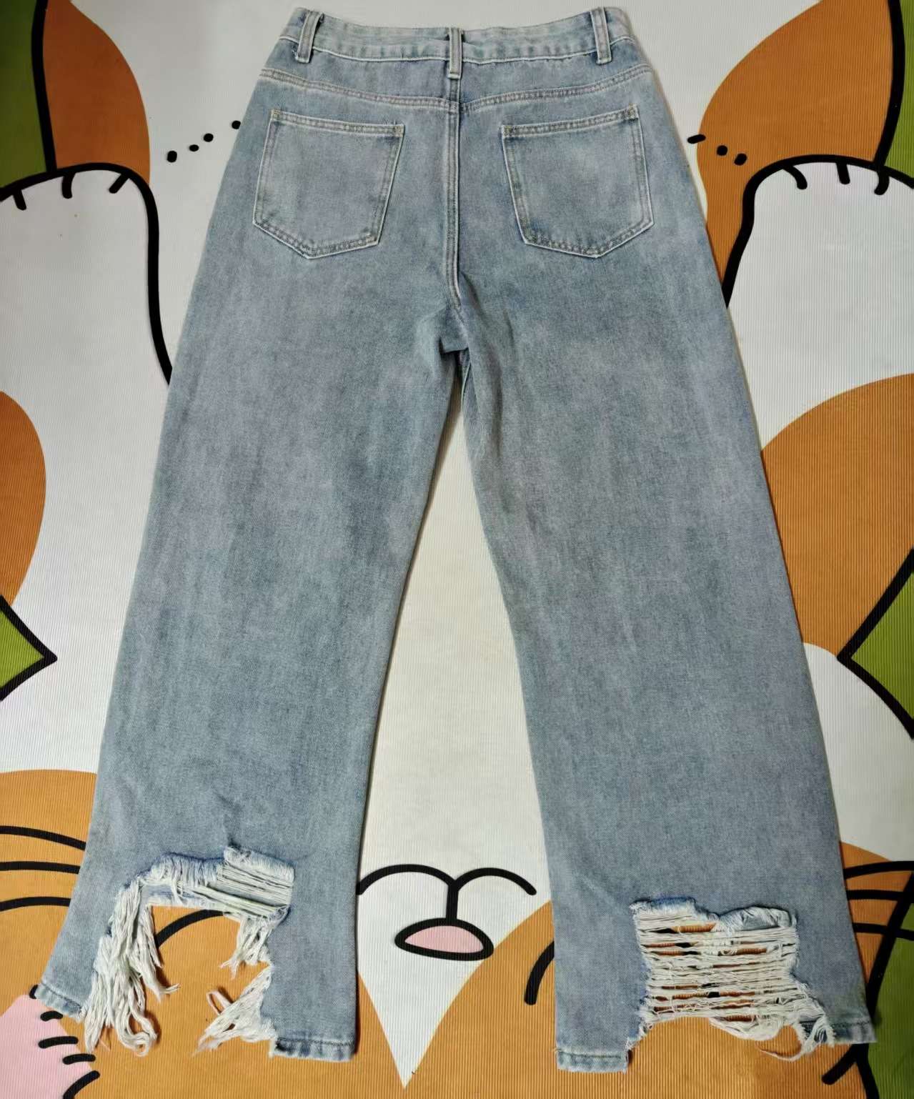 Distressed high-waisted wide-leg jeans image 4