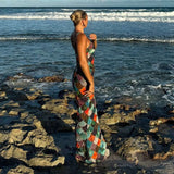 Multicolor Mermaid Scale Halter Maxi Dress image 2