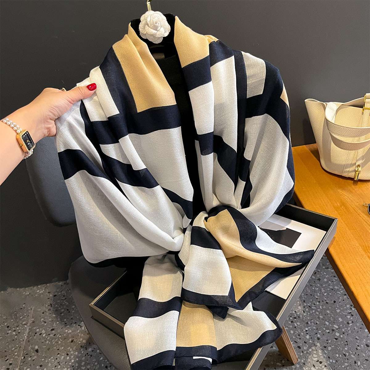 Striped Pattern Fashion Winter Scarves Shawls image 3