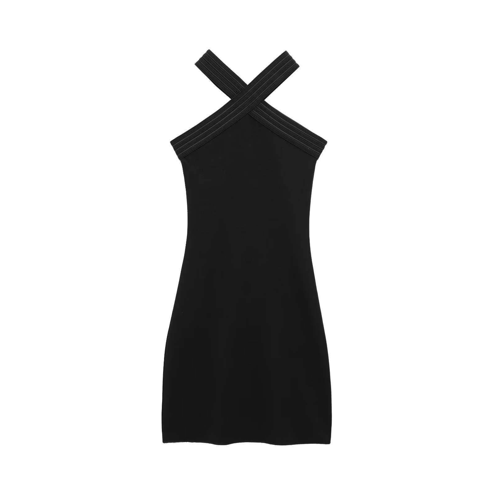 Elegant Black Cross-Back Mini Dress image 2