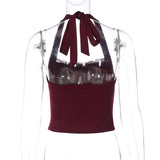 Backless Lace-up Lace Tank Top image 5