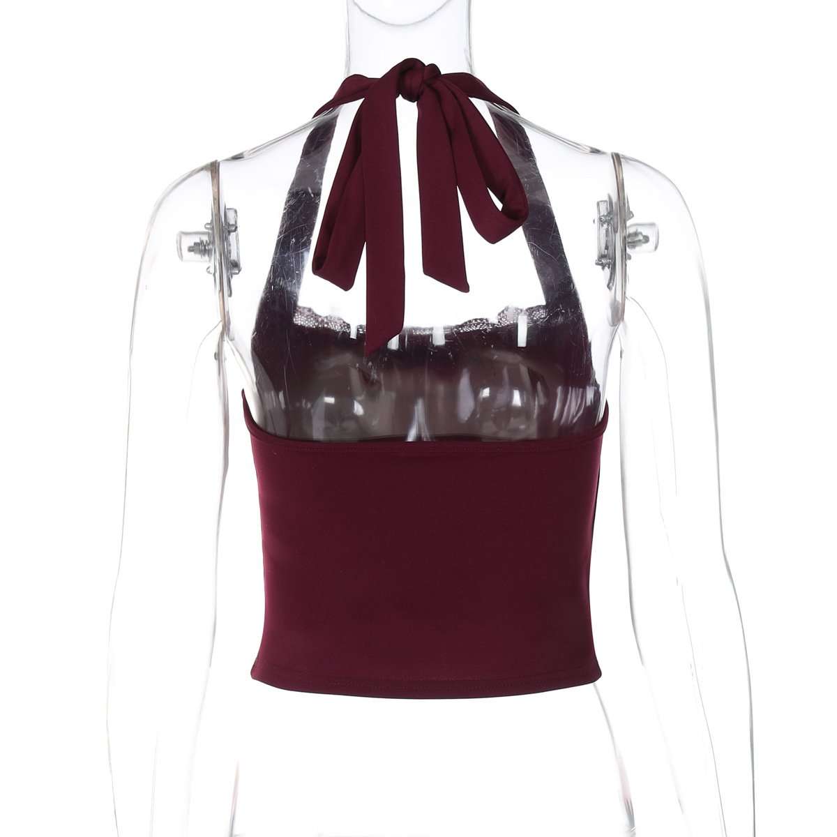 Backless Lace-up Lace Tank Top image 5