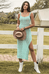 Slim One-Color High-Slit Sweater Dress with Straps image 0