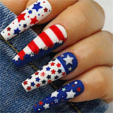 Patriotic Stars and Stripes Nail Art Set - Free Size, Blue image