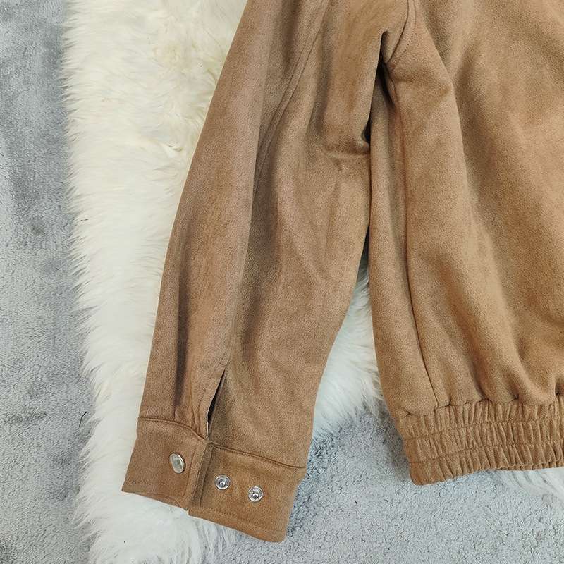 Classic Faux Suede Bomber Jacket image 3