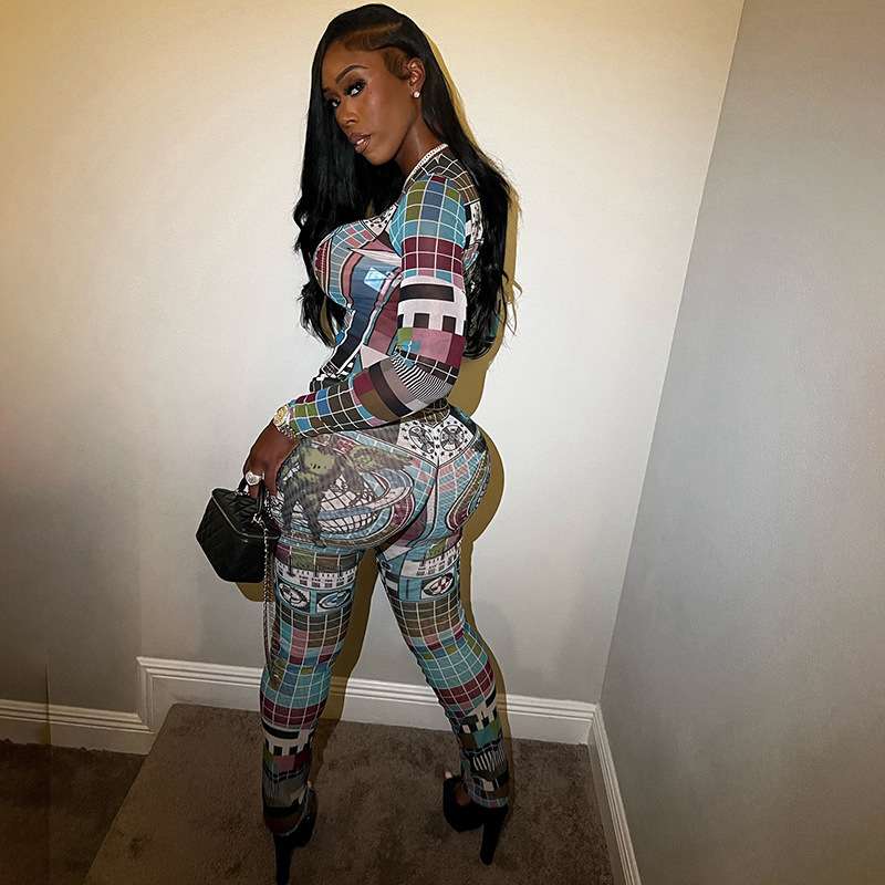 Colorblock Cropped Co-ords Set image 2