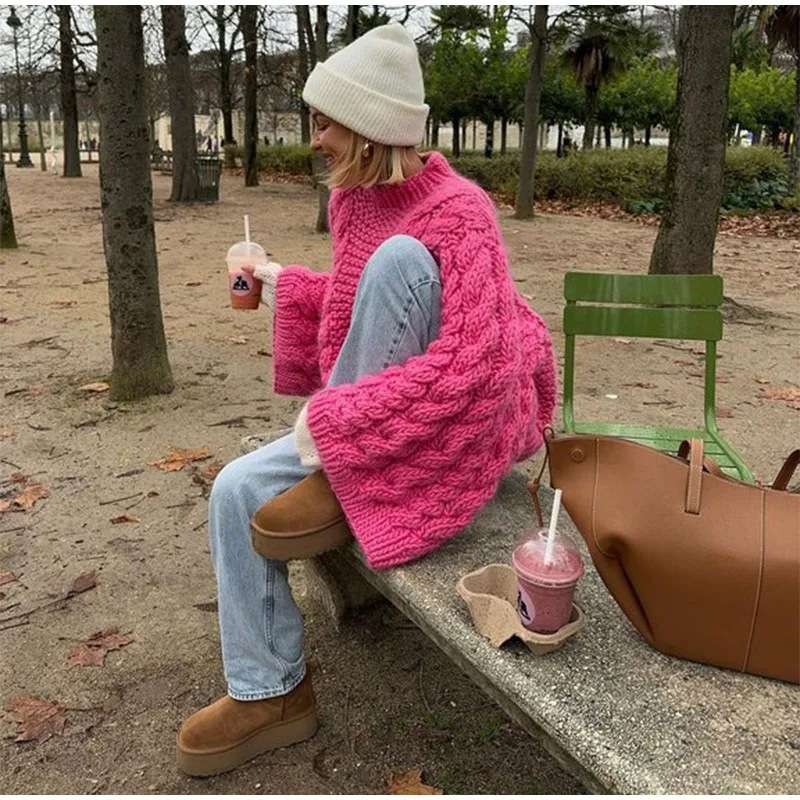 Oversized Cable Knit Sweater Pullover image 1