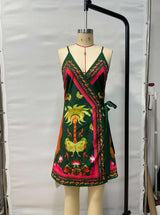 Vibrant Tropical Print Wrap Dress image 2