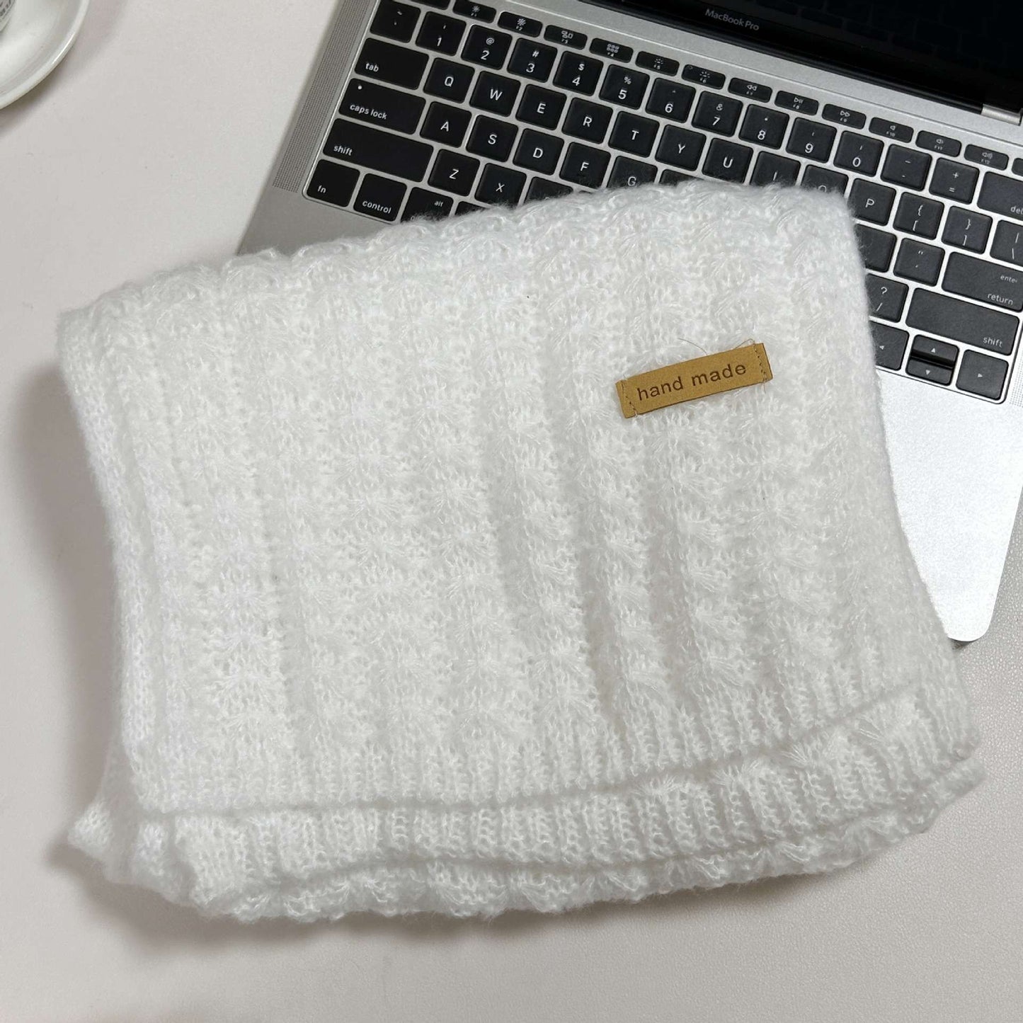 Chunky Crochet Winter Scarf - Free Size, White image