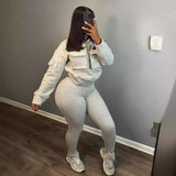 Hooded Split Hem Long Sleeve Pant Set - S, Grey image