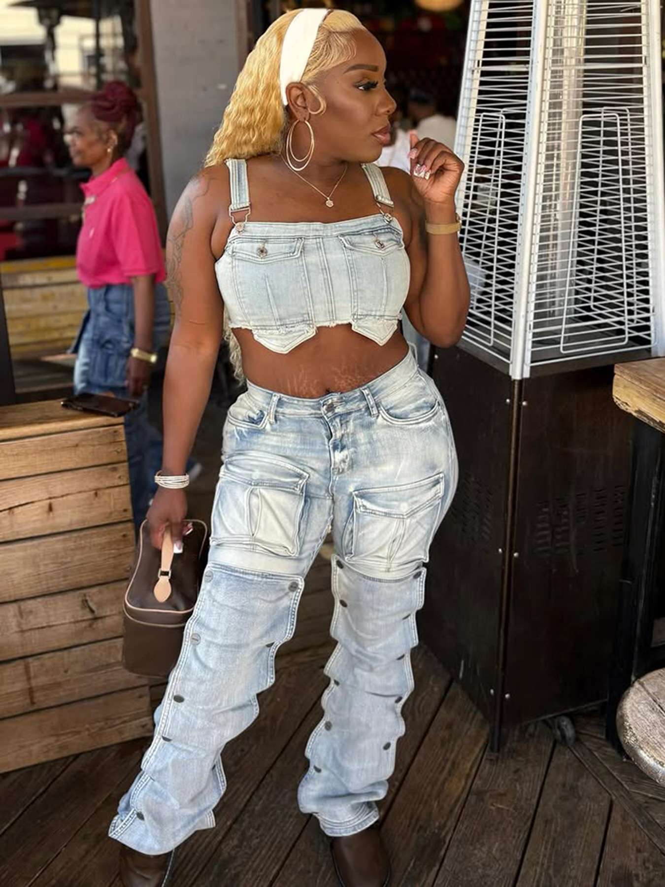 Stylish Pants with Pockets &amp; Distressed Details image 2