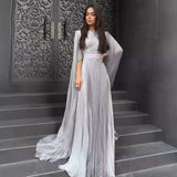 O-Neck Long Sleeve  Evening Dress - L, White image