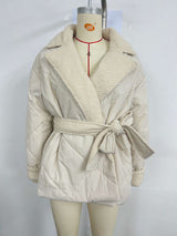 Womens Jacket Fleece Lapel Coat - XL, Seedpearl Beige image