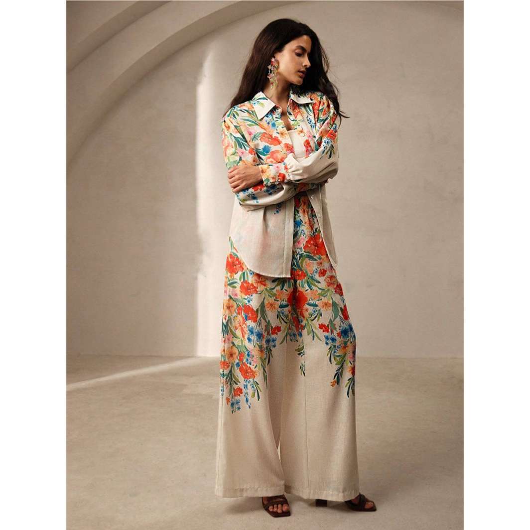 Floral-Print Wide-Leg Pants & Button-Up Shirt image 5
