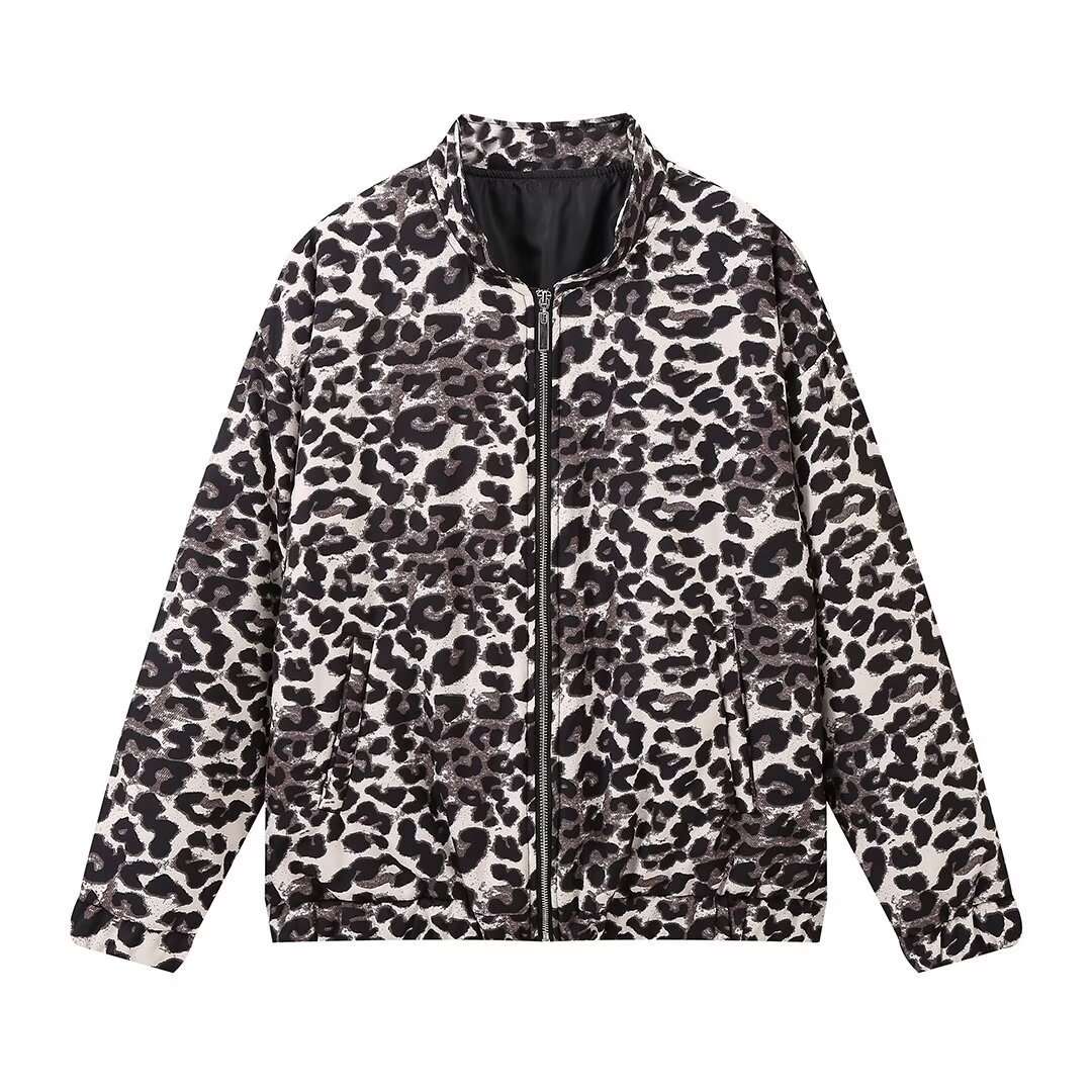 Stylish Leopard Print Bomber Jacket image 7